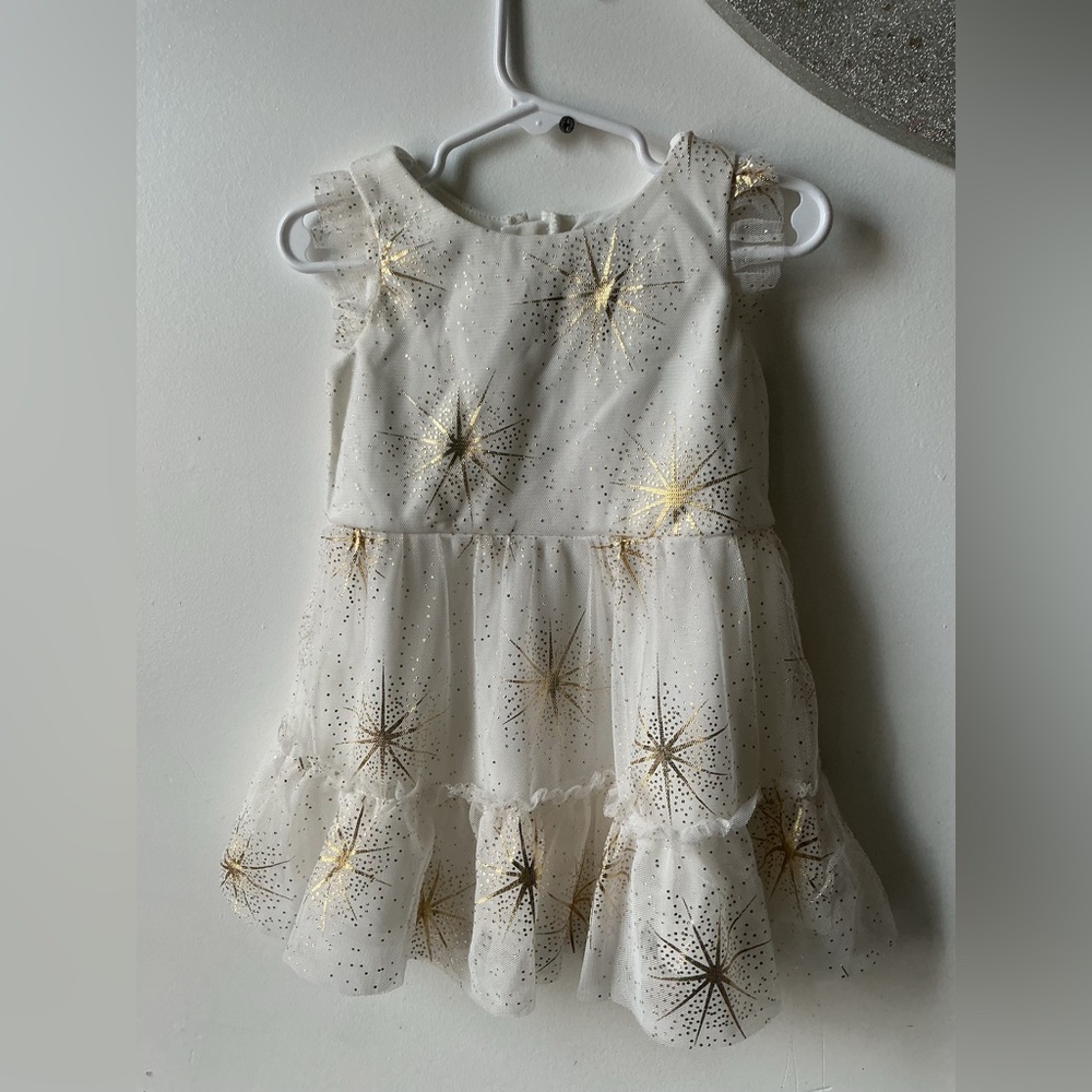 The Children's Place Ivory and Gold Dress